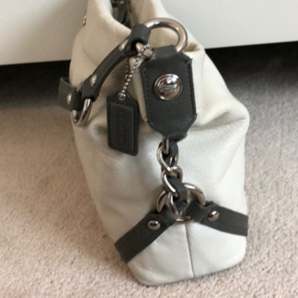 Cream and grey Coach bag